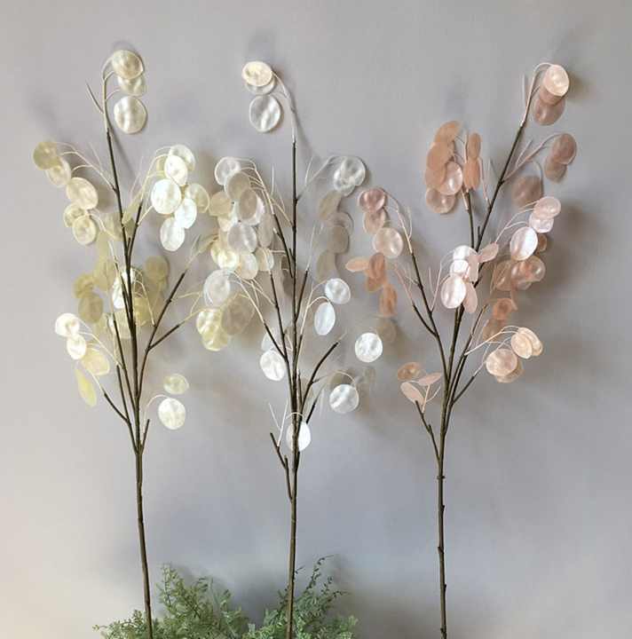 Artificial Honesty Flower Lunaria Annua Berry Round Fan Branch Colorful