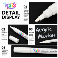 Marqueur acrylique blanc KAIX 2,0 mm, stylo à peinture opaque, imperméable après séchage, logo personnalisé, marqueur acrylique pour dessin sur papier noir