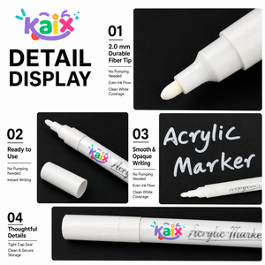 <span class=keywords><strong>Pennarello</strong></span> Acrilico <span class=keywords><strong>Bianco</strong></span> KAIX 2.0mm, Penna Pittorica Opaca Impermeabile ad Asciugatura Rapida, Personalizzabile con Logo, per Disegno su Carta Nera - Product Image 3