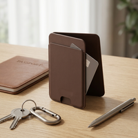 Pelacak GPS Airtag untuk dompet, kartu, magnet, etui dengan 4 pack 2 kartu, sarung kulit, nama magnetik, baterai.