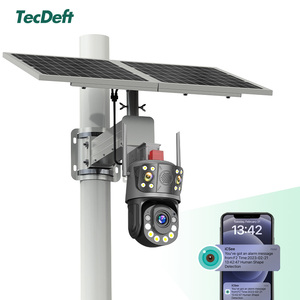 Caméra CCTV solaire TecDeft à double objectif 4MP 4G WiFi avec vision nocturne complète, zoom optique 50X, <span class=keywords><strong>PAN</strong></span>-TILT et audio bidirectionnel, étanche 24/7 - Product Image 1