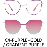 Lunettes de soleil polarisées à clip magnétique œil de chat en TAC, monture optique en acier inoxydable pour femmes, personnalisables OEM