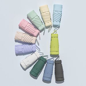 Parapluie de poche mini coloré ultra-léger à 5 plis avec anneau de poignée en vinyle anti-UV et logo personnalisé pour femme, protection solaire, cadeau de voyage - Product Image 2