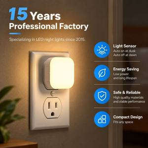 ไฟกลางคืน LED ทรงสี่เหลี่ยมจัตุรัส OEM 2700K, พร้อมเซ็นเซอร์ตรวจจับแสง, โคมไฟตกแต่งภายในแบบเสียบปลั๊ก, ปรับสีได้, ปลั๊กแบบ US และญี่ปุ่น - Product Image 1