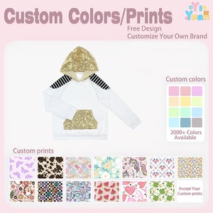 <span class=keywords><strong>Felpa</strong></span> con Cappuccio per Bambini con Paillettes Dorate, Maniche Raglan a Righe Bianche e Nere, Pullover a Maniche Lunghe con Tasca per Bambine - Product Image 3