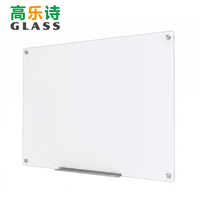 Tableau blanc magnétique sans cadre en verre trempé de 4 mm avec plateau pour stylos, pré-percé, portable, petite taille 60*45 cm