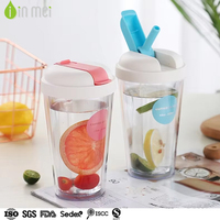 Gobelet isotherme double paroi pour café glacé, thé, jus – Bouteille en plastique PP écologique unisexe avec couvercle à rabat et paille – Haute isolation thermique