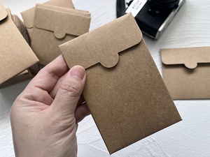 Sacs à enveloppes en papier kraft épais, pochettes carrées en carton recyclé, ruban, carte miroir, emballage promotionnel écologique - Product Image 4