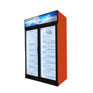 Vertical Glass 220V Commercial Deep Freezing Cogelador Two Door Refrigerator Display Freezer with Adjustable Shelves