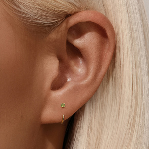 Boucles d'oreilles créoles en argent sterling S925 pour femmes avec agate mousse naturelle - Product Image 3