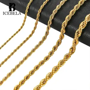 Wholesale Hiphop Men Fine Jewelry Solid 18K Gold Plated 925 Sterling Silver Diamond-Cut Rope Custom Chain Necklaces For Women