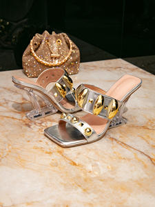 <span class=keywords><strong>Sandali</strong></span> da donna LM G06 <span class=keywords><strong>con</strong></span> borchie metalliche argentate e tacco a spillo trasparente - Product Image 5