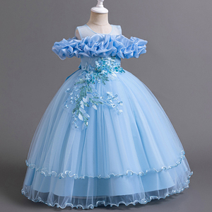 Robe de princesse pour enfants, style européen et américain, imprimée, à manches volantées, pour l'été, vente en gros transfrontalière personnalisée - Product Image 1