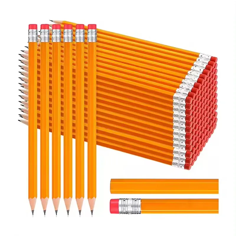 Wholesale School Stationery Supply Wooden Pencil Hexagonal Standard Pencils HB with Custom Logo Printed for Children