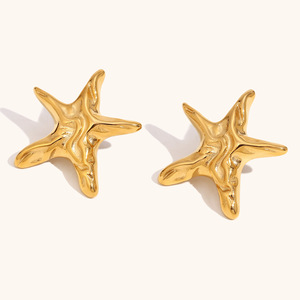 <span class=keywords><strong>Boucles</strong></span> <span class=keywords><strong>d</strong></span>'<span class=keywords><strong>oreilles</strong></span> tendance étoile de mer pour femmes en <span class=keywords><strong>or</strong></span> <span class=keywords><strong>18</strong></span> <span class=keywords><strong>carats</strong></span> et acier inoxydable style mignon avec rhodium et zircon vente en gros - Product Image 2