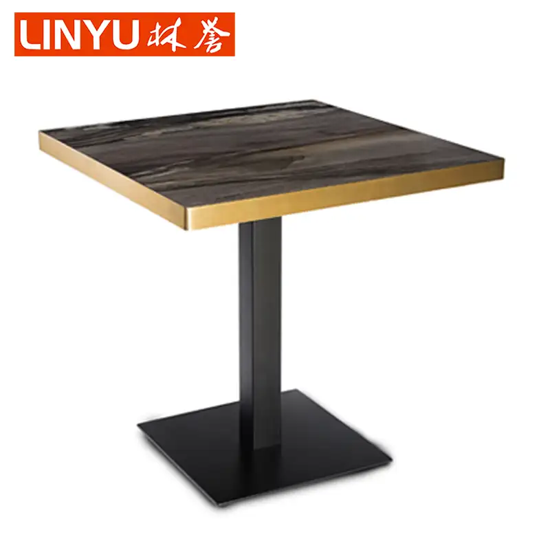 YT-002-2 giriş lux Cafe shop siyah HPL mermer kare restoran mobilya yemek masası, japon yemek masası