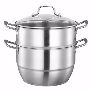 หม้อนึ่งสแตนเลสสองชั้นพร้อมฐานหนาสำหรับใช้ในบ้าน นึ่งปลา ซาลาเปา ซุป - Product Image 1