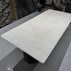 Bàn ăn đá cẩm thạch trắng hiện đại nhập khẩu dành cho gia đình nhỏ, nội thất cao cấp mang phong cách sang trọng nhẹ nhàng - Product Image 1