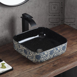 <span class=keywords><strong>Lavabo</strong></span> Rectangular de Porcelana Azul y Blanca Estilo <span class=keywords><strong>Retro</strong></span> Chino para Baño, Lavamanos con Grifo y Desagüe para Hotel - Product Image 6