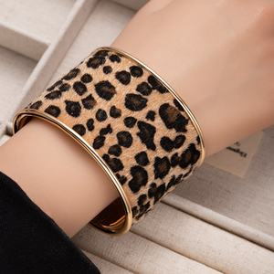 Animal Print Wide Cuff <b>Charm</b> Bracelet Leopard Zebra Trendy Statement Fashion Jewelry Gold Tone Boho for Women - Product Image 3