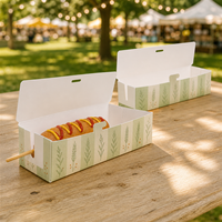 Boîte à hot-dogs pliable avec logo personnalisé, vente en gros, boîte à collation en papier kraft jetable résistant à la graisse, prix d'usine Chine