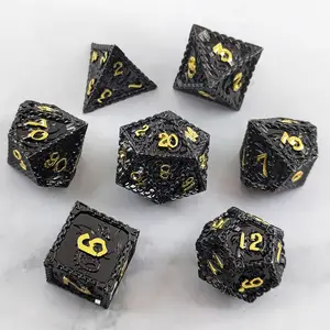 יצרן ישיר 19mm custom polyhedral שחור קזינו קוביות מבוכים ודרקונים לוח משחק rpg קוביות ייחודי dnd מתכת קוביות סט