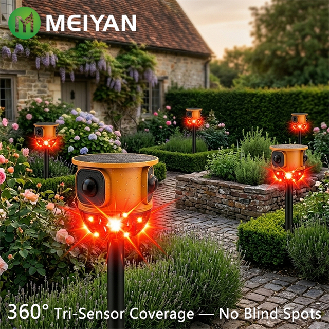 Manufacturer Wholesale 360 Degree Solar Animal Repeller Remote Control All-around Sensing Ultrasonic Bird Deterrent Private Mold