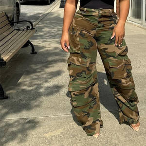 Pantaloni Casual sportivi da donna nuovi alla moda pantaloni dritti da ragazza con tasca mimetica Camuflague <span class=keywords><strong>Cargo</strong></span> pantaloni - Product Image 1