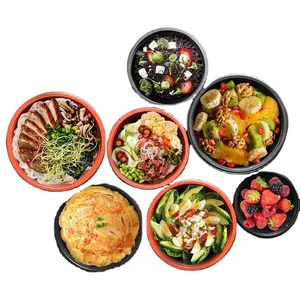 Sunzza Package 550 Ml Restaurant Takeaway Packaging Microwave Food Container PP Plastic Soup Bowl Disposable Plastic Container