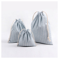 Sac cosmétique à cordon en coton et lin Pochette de rangement vintage à la mode pour les bagages de voyage Emballage de bijoux de mariage et de noël
