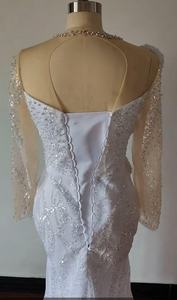 Nouvelle robe de mariée sirène africaine perlée |   Manches longues Art Déco de luxe et dentelle à motif cristallin |   Robe de soirée sirène <span class=keywords><strong>Couture</strong></span> 2025 - Product Image 4