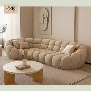 أريكة قطاعية إيطالية فاخرة بتصميم بسيط على شكل ثمرة الكاجو بثلاثة مقاعد، أثاث منزلي للفلل بإطار خشبي صلب بيضاوي الشكل - Product Image 5