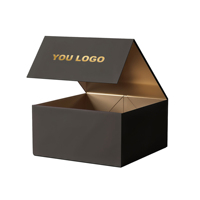 Boîte cadeau pliable en carton noir de luxe personnalisée avec fermeture magnétique pour vêtements