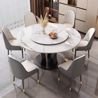 Moderner Luxus-Esstisch mit Marmorplatte und Stuhlset für 4, 6 oder 8 Personen, Schwarze Küchen- und Esszimmermöbel aus Metall, Neueste Designs