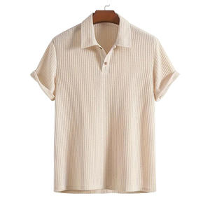 Chemise décontractée à manches courtes pour homme, en maille matelassée à revers, anti-boulochage, style européen et américain, pour l'exportation transfrontalière - Product Image 5