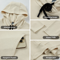 Hauts de sport personnalisés avec logo, pull molletonné d'hiver à manches longues, hauts de sport actifs en tricot gaufré, sweat à capuche de course avec poche kangourou