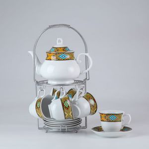 Juego de Té de 14 Piezas con Soporte, Diseño <span class=keywords><strong>Habesha</strong></span> Zuria, Gran Venta 2022 - Product Image 2