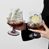 Verre à pied coloré, bol transparent, verre à vin à pied court, verre à cocktail pour bar, restaurant, mariage, fête, vaisselle de table
