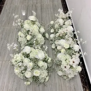 Guirlande de Table décorative pour événement de mariage QSLH-Ar171, respiration artificielle pour bébé, Rose blanche, centre de Table, boule de fleurs, arche de respiration pour bébé, fleur
