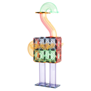 KEBO nuovo 108 pezzo colorato brillante trasparente MABS pista da corsa a vapore magnetico blocchi di costruzione Set in marmo con palla per bambini - Product Image 5