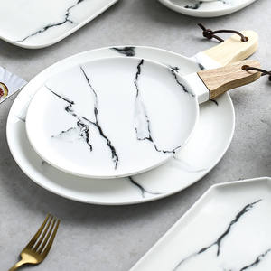 Ensemble d'assiettes en céramique assiette de service assiette à steak en porcelaine motif de marbre de style nordique de qualité alimentaire personnalisée pour <span class=keywords><strong>restaurant</strong></span> à usage domestique - Product Image 3
