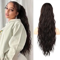 Extensions de cheveux synthétiques en queue de cheval, longues et naturelles, à ondulations profondes, boucles françaises, queue de cheval à cordon