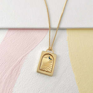 Laodun Hot Sales Ins Style 18K Collar de oro Rectángulo Colgante giratorio Simple <span class=keywords><strong>Luna</strong></span> Encanto Collar de latón Vermeil - Product Image 5