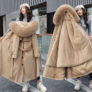 2022 nuova giacca invernale staccabile Parka da donna spessa fodera in pelliccia calda Parka lungo cappotto imbottito in pile da donna con cappuccio per donna