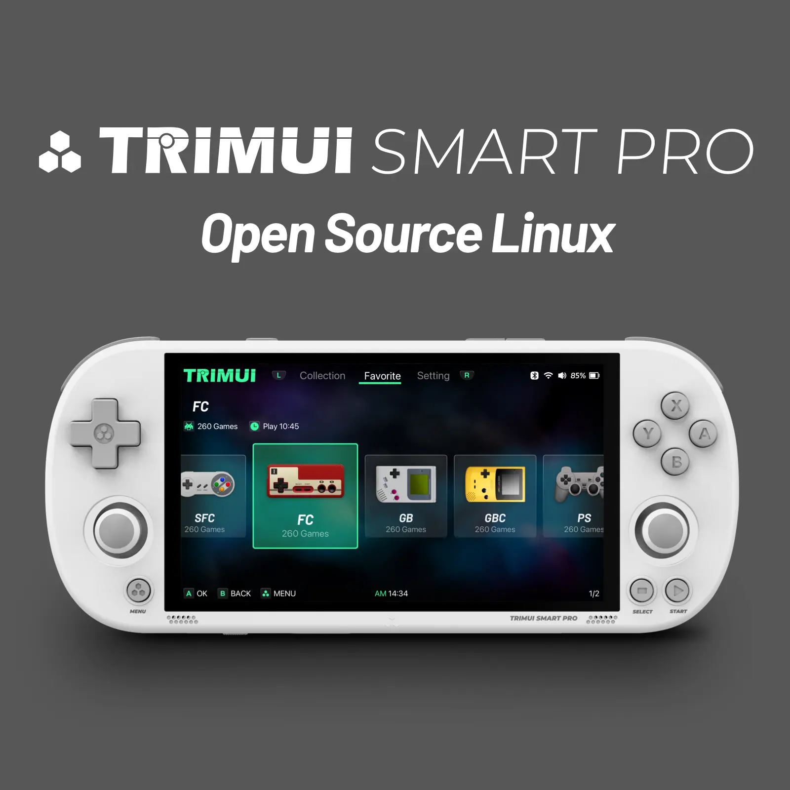 وحدة تحكم ألعاب محمولة جديدة احترافية كلاسيكية من Trimui موديل Smart PRO مزودة بشاشة 4.96 بوصة وحدة تحكم في البلايستيشن من IPS ووحدة تحكم في الواي فاي من Linux وحدة تحكم مفتوحة المخرج ومشغل البلوتوث