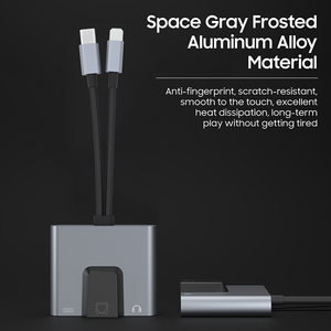 Xách tay 2 trong 1 máy tính xách tay Adapter USB C để 100Mbps RJ45, 3.5 mét âm thanh, sạc cổng trung tâm cho máy tính - Product Image 2