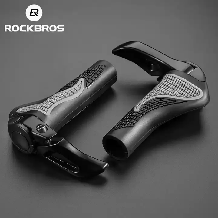 ROCKBROS Poignées de vélo VTT Cornes Shofar Vice Poignées de guidon Cyclisme Antichoc Anti-poussière Poignées de vélo Caoutchouc Verrouillé Bilatéral