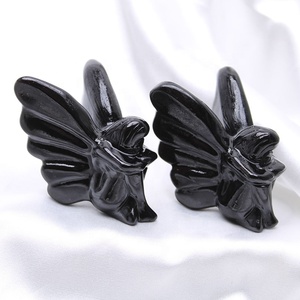 Vendita calda cristallo intaglio artigianato cristallo <span class=keywords><strong>nero</strong></span> ossidiana cristallo farfalla fata per regali decorazione della casa - Product Image 3