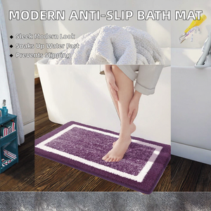 Design 40*60cm Modern Anti-Slip Bath <b>Mat</b> Water Absorbent TPR <b>Backed</b> Tufted Microfiber Floor Rug Home Machine - Product Image 2