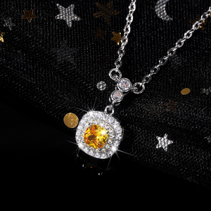 CAOSHI-collar cuadrado para mujer, puras de circonita colgante de cristal de piedras preciosas, Plata de lujo, color amarillo real - Product Image 2